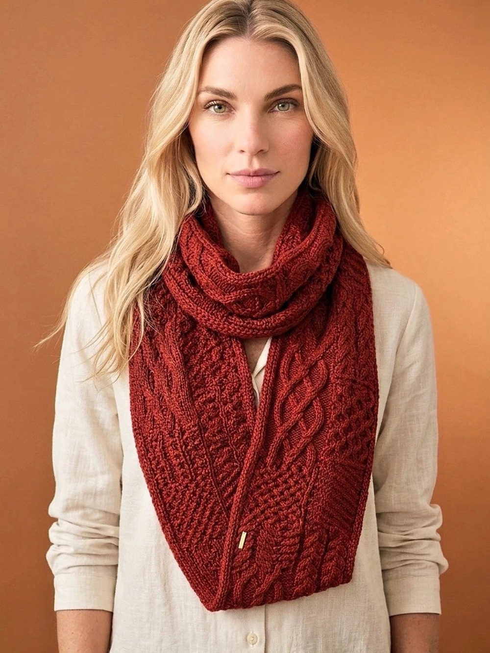 Michael Kors Cable Knit Infinity Scarf in Dark Red NWT